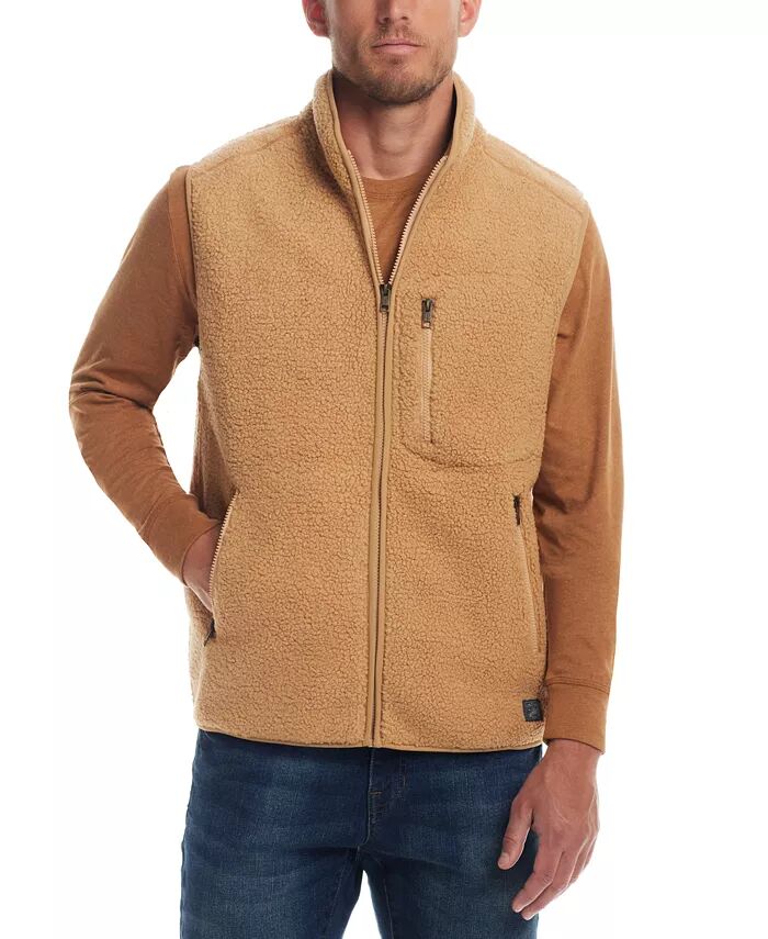 

Мужской жилет Teddy на молнии спереди Weatherproof Vintage, коричневый/бежевый