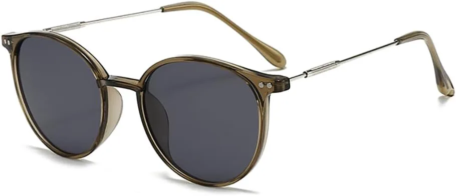 

Небольшие круглые солнцезащитные очки для женщин и мужчин в стиле ретро, ​​модные, с пластиковой оправой, легкие Azoxus, Olive Green Frame Dark Gray Lens