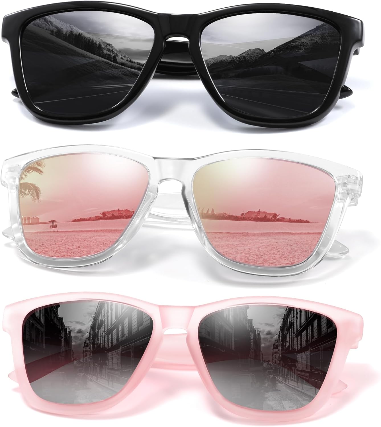 

Поляризованные солнцезащитные очки для женщин, модные, классические, в стиле ретро, ​​женские солнцезащитные очки для мужчин, очки для вождения, защита от УФ-излучения kunchu, Black+tpinks+tpinkjgrey