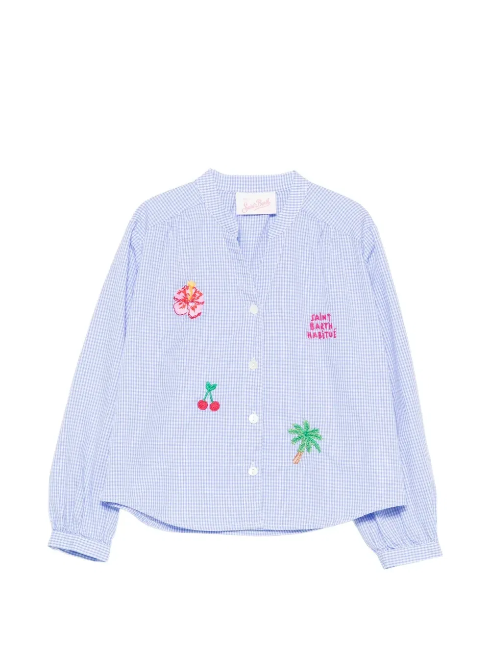 Блузка Liona в клетку с вышивкой MC2 Saint Barth Kids, синий