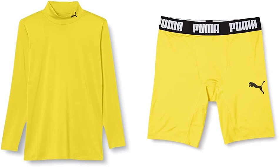 

Мужская компрессионная футболка с высоким воротником Puma, с длинными рукавами, осенне-зимняя коллекция 21, цвет Cyber Yellow/Puma Black (07), черный/желтый