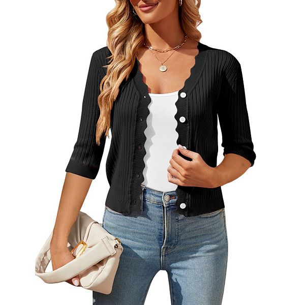 

Женский кардиган V-образного выреза на пуговицах Yesfashion, Black