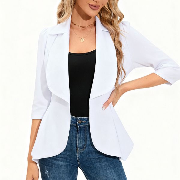 

Женский блейзер с пышными рукавами и рюшами по подолу Clearflower