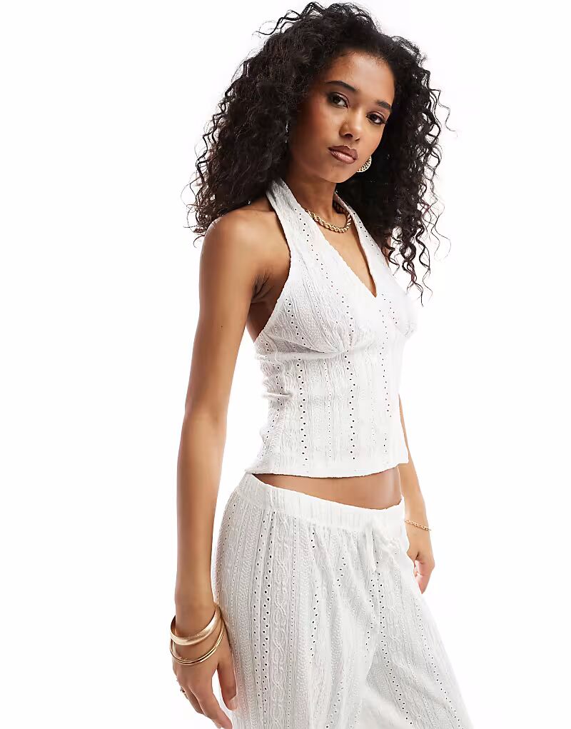 

Топ-футляр с открытой спиной и вышивкой ASOS DESIGN цвета слоновой кости