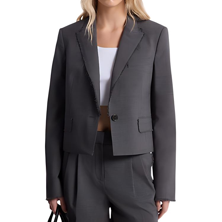 

MICHAEL KORS Облегающий укороченный жакет из тропической шерсти с эффектом потертости, Gray