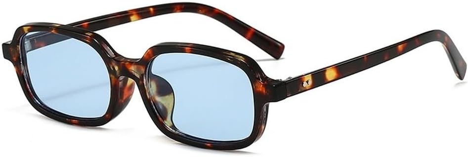 

Женские солнцезащитные очки прямоугольной формы, модные, конфетные оттенки, защита от УФ-излучения UV400, мужские в стиле ретро, ​​заклепки, прозрачная оправа SKFGNX, Leopard Blue