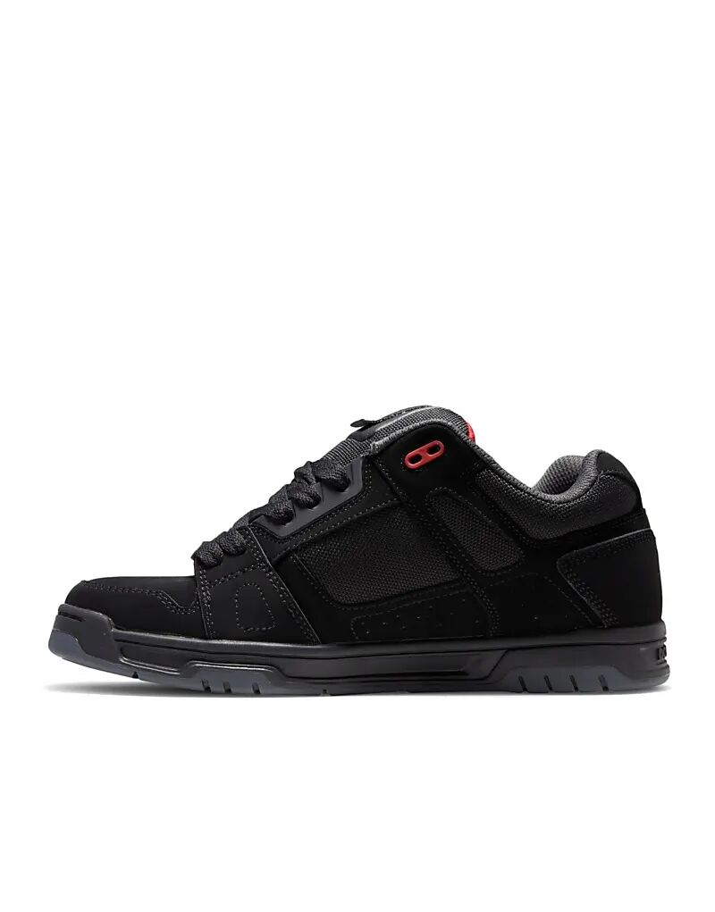 Кроссовки DC Shoes Stag из кожи черного/серого/красного цвета — фото 4