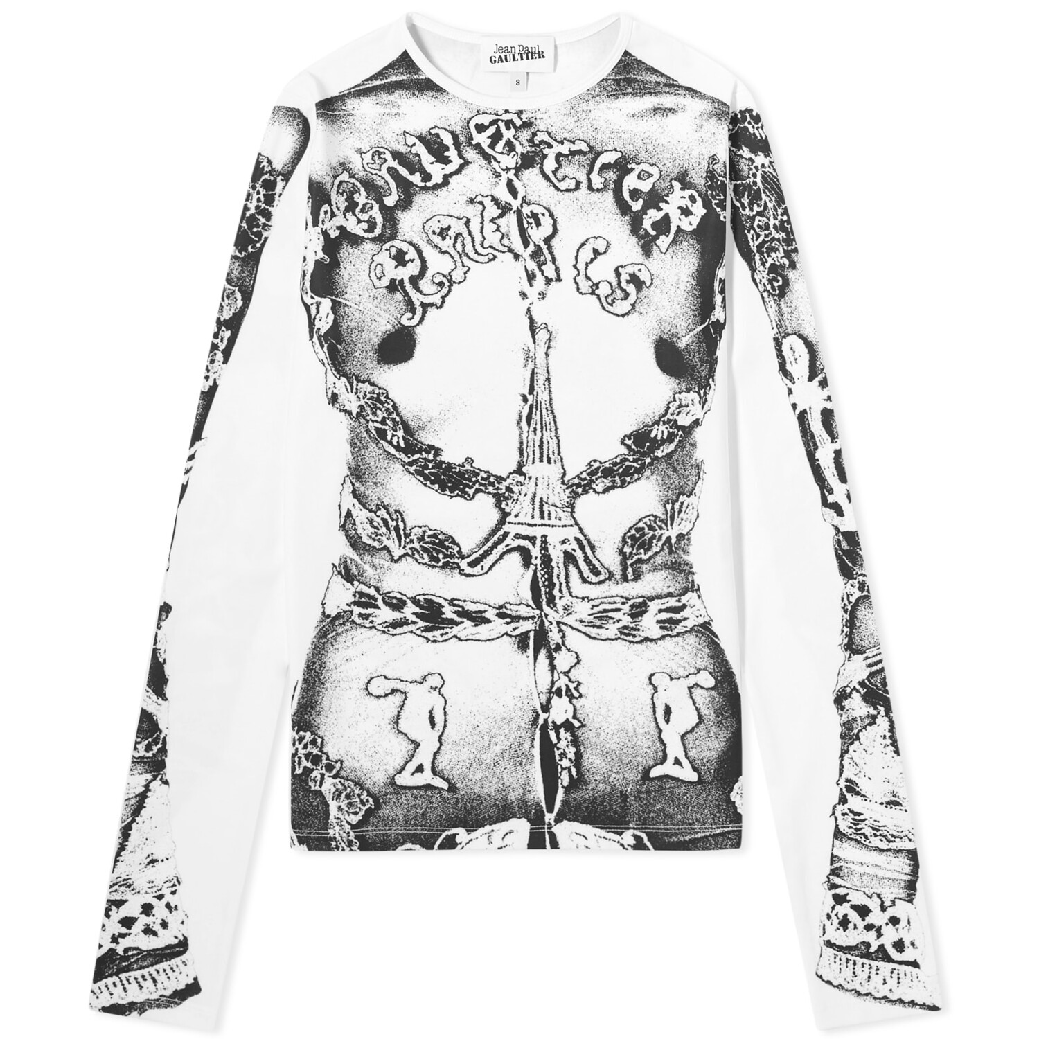 

Лонгслив Jean Paul Gaultier Trompe L'Oeil Long Sleeve Top, цвет White & Black