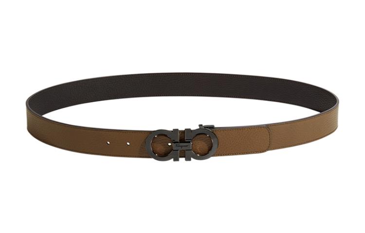 

Двусторонний и регулируемый ремень Gancini Ferragamo, коричневый