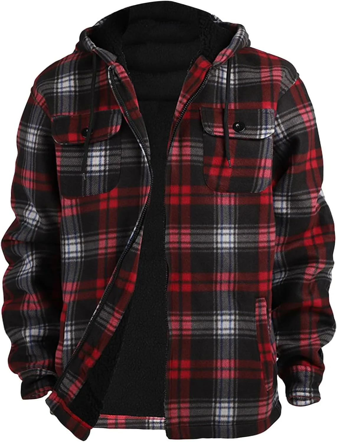 

TWGONE мужская фланелевая рубашка с капюшоном, кнопками и длинным рукавом