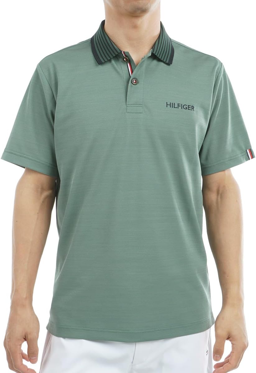 

Классическая мужская рубашка-поло Tommy Hilfiger Golf THMA533, цвет меланж, с коротким рукавом, зеленый