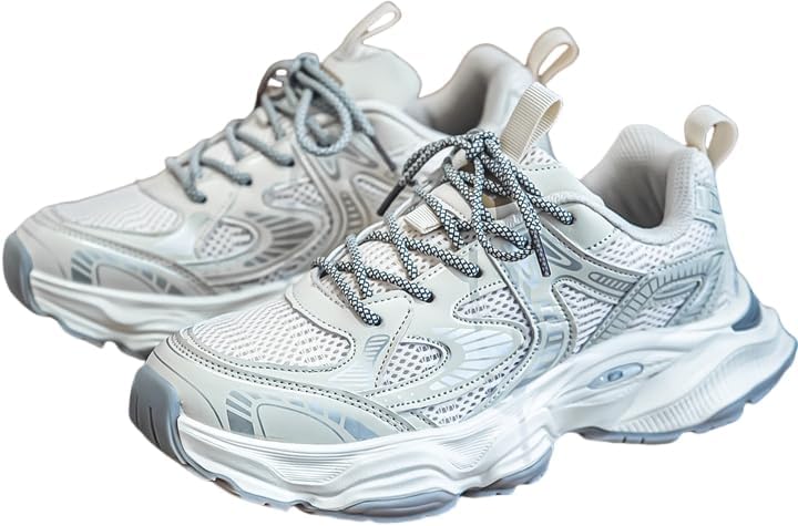 

Дышащие кроссовки с сеткой и толстой подошвой для мужчин - модные кроссовки на шнуровке, толстая подошва, повседневная спортивная обувь, Кроссовки в полоску, Удобные и подходящие по форме стопы Hoalox, белый