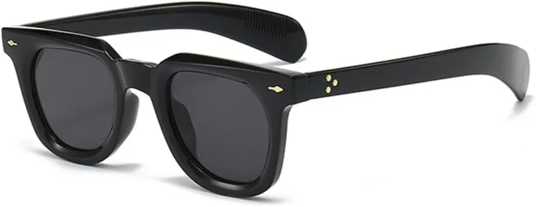 

Женские солнцезащитные очки квадратной формы с заклепками в стиле ретро-панк, мужские солнцезащитные очки с защитой от УФ-излучения UV400 UATXTAU, Black Gray