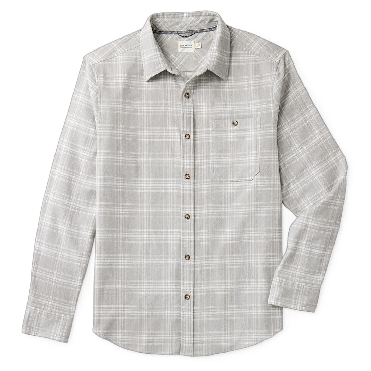 

Мужская легкая фланелевая рубашка для побережья Fair Harbor, Light Grey Plaid