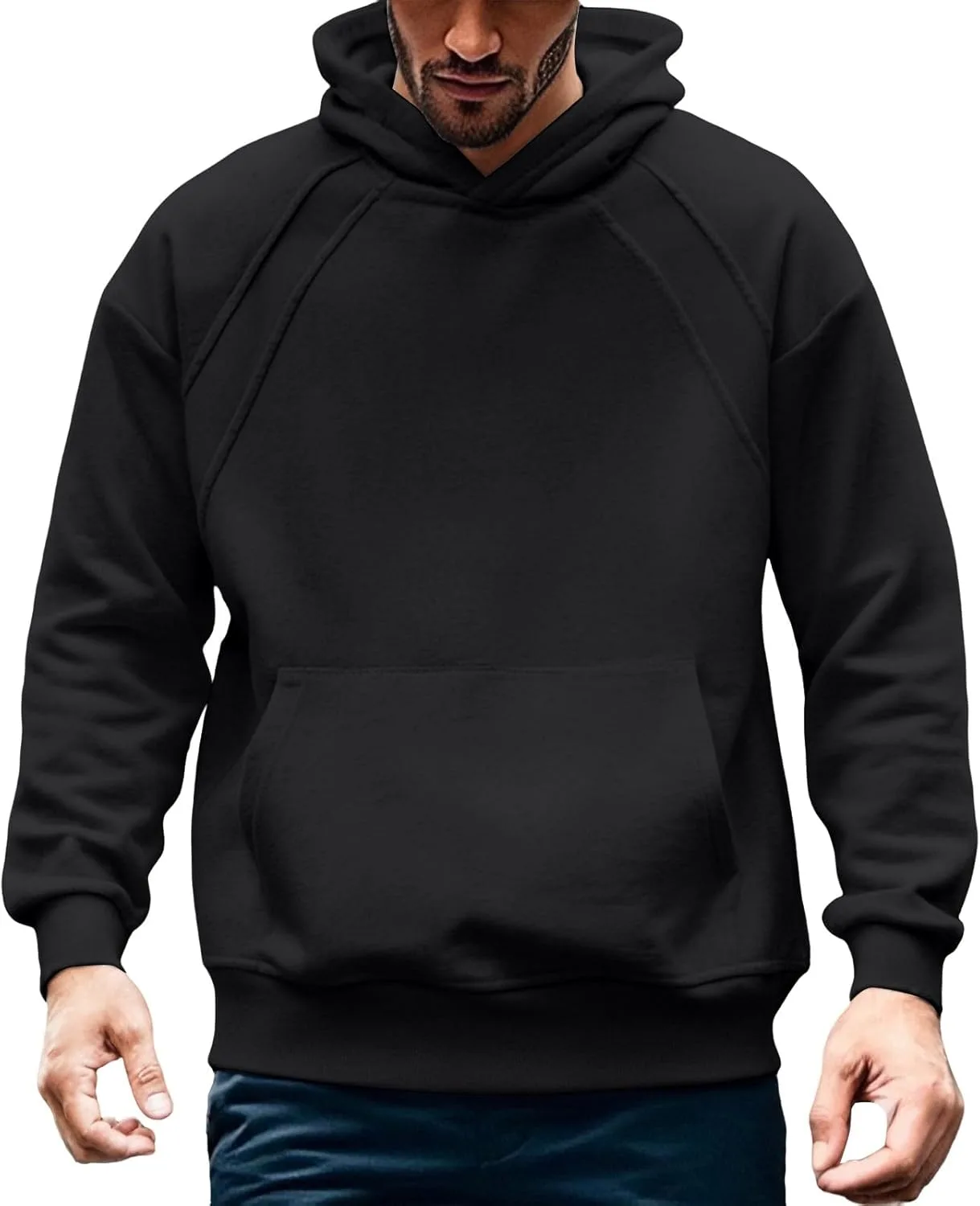 

Мужской худи с карманом, однотонный, с длинными рукавами, утепленный, Plus Size