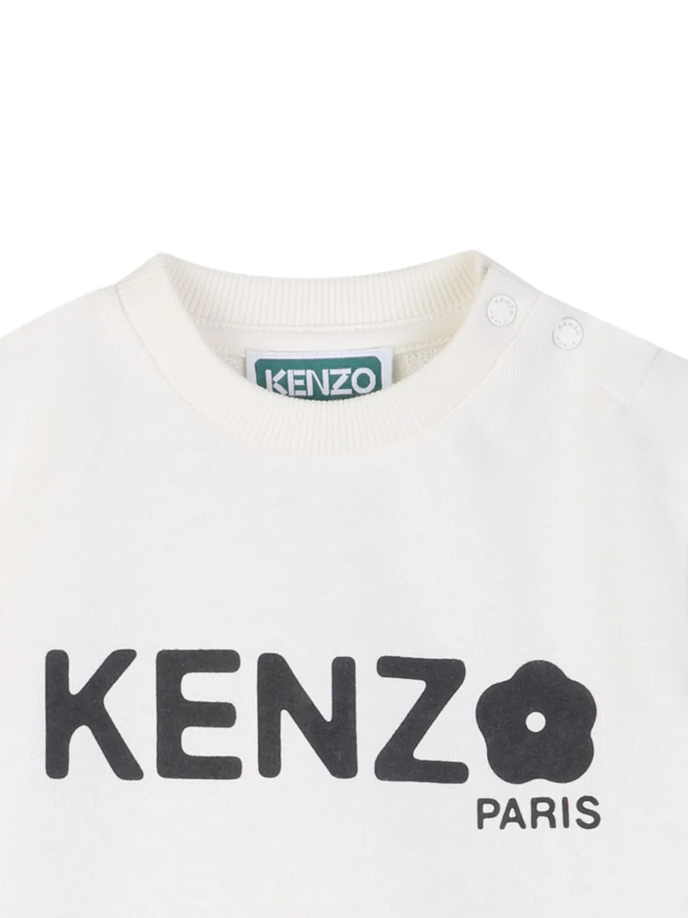 Платье с оборками и принтом логотипа Kenzo Kids, белый — фото 3