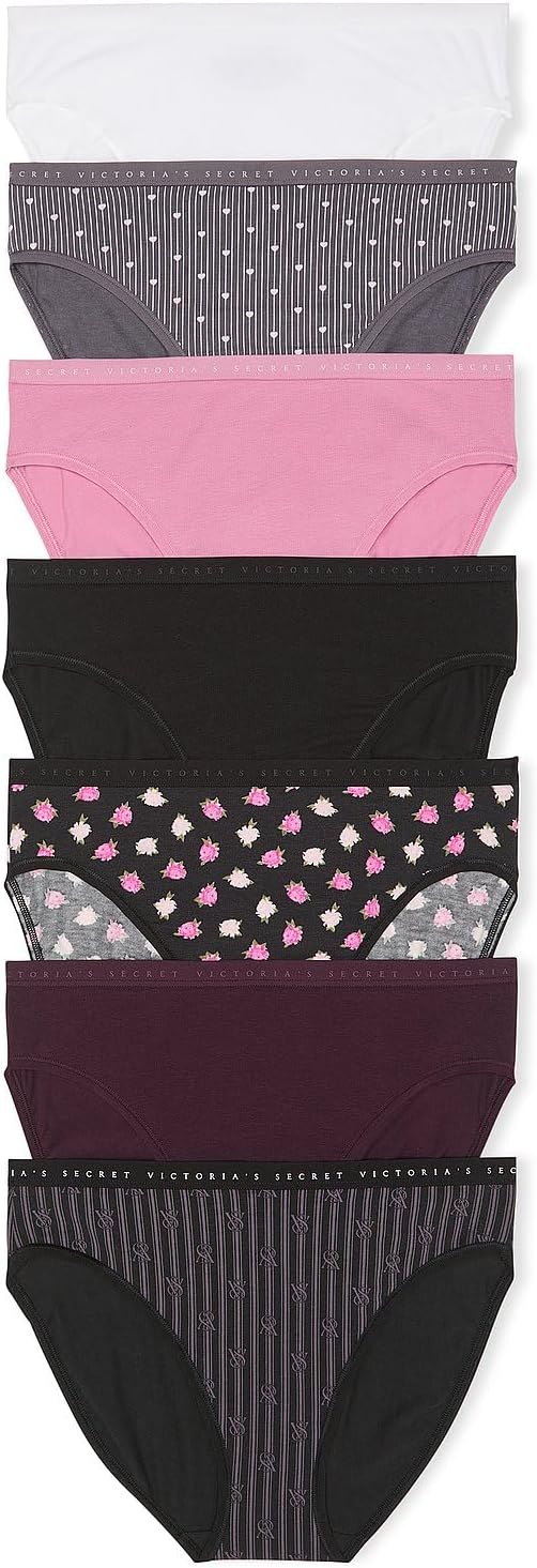 

Женские хлопковые трусики Victoria's Secret, трусики с полным покрытием для женщин, набор из нескольких пар (XS-XXL), Solids & Prints Mix