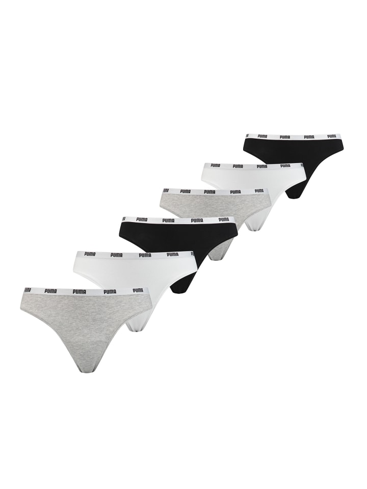 

Puma Боксерские шорты Everyday String 6P Eco, цвет 002 - белый/серый/черный