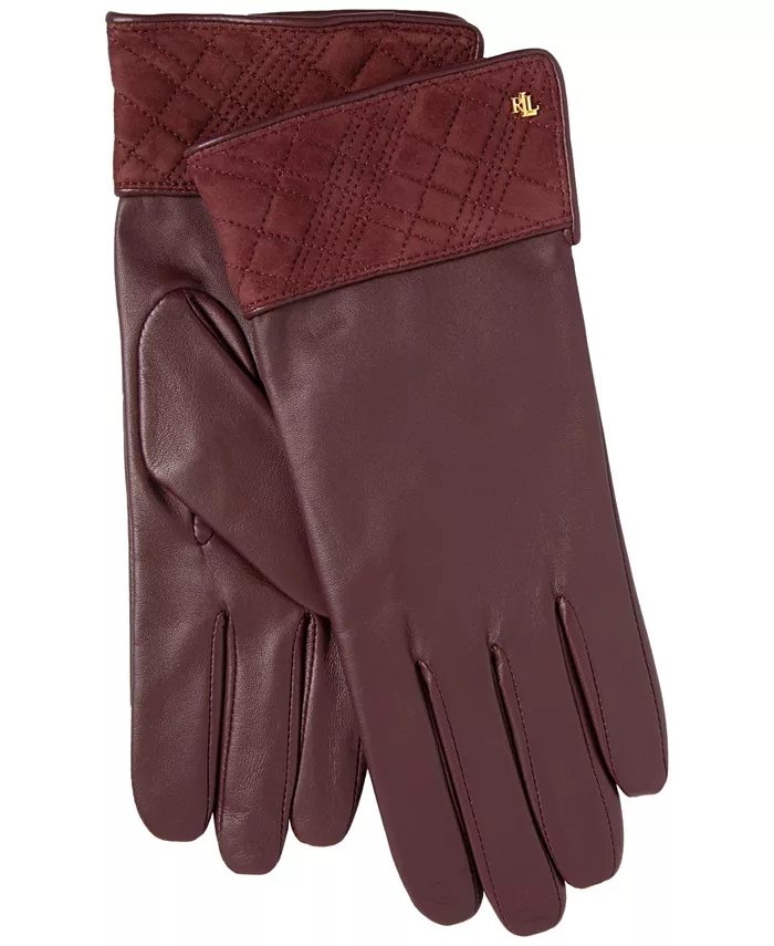 

Перчатки с манжетами из замши в клетку Lauren Ralph Lauren, красный