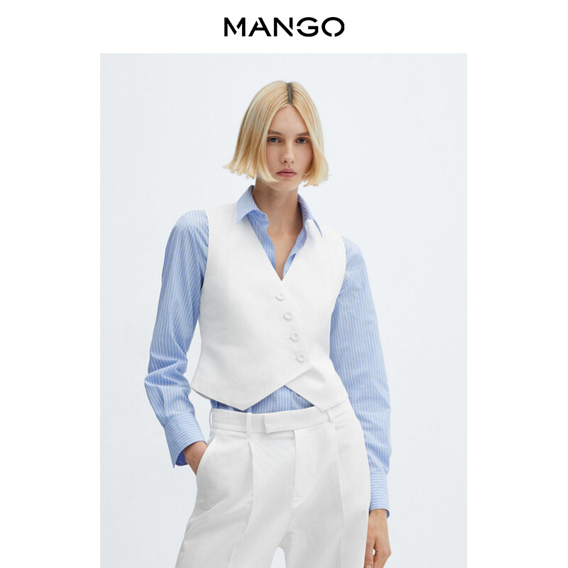 

Костюмный жилет Mango с v-образным вырезом, белый