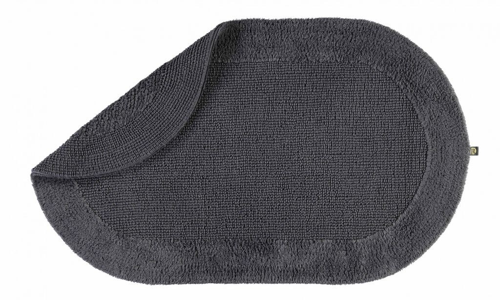 

Коврик для ванной Rhomtuft, изысканно элегантный хлопок, можно использовать с обеих сторон, цвет: олово, размер: 100 см круглый, черный