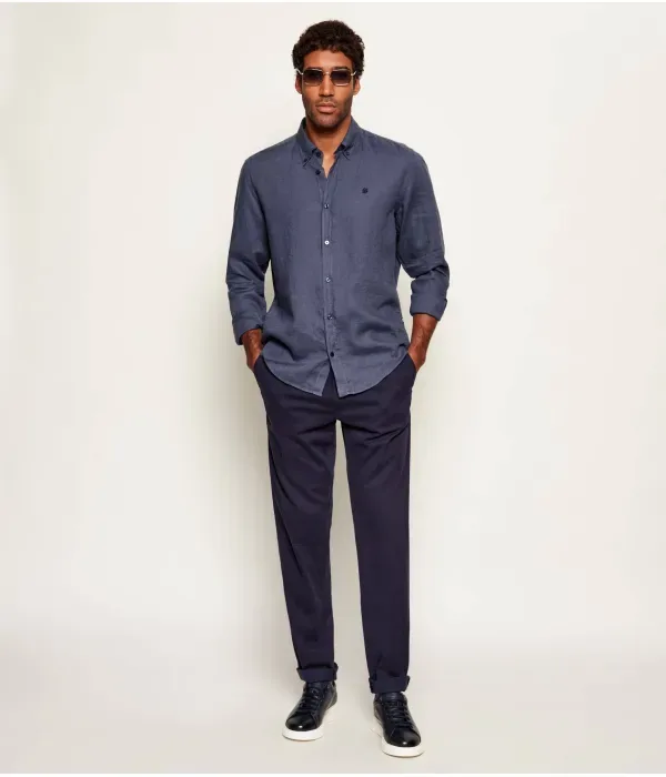 Льняная рубашка H-LIAM-BD-E-C1-261 regular fit Boss, темно-синий — фото 2