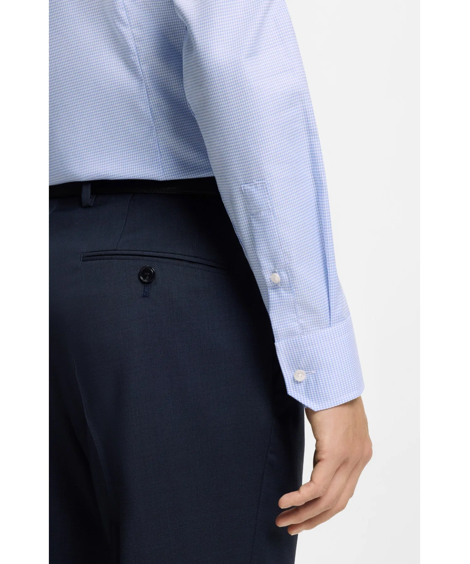 Мужская рубашка BOSS Slim Fit в мелкий узор светло-розовая — фото 3