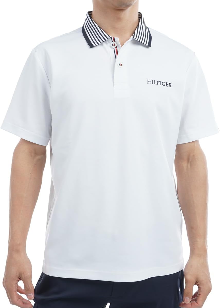 

Классическая мужская рубашка-поло Tommy Hilfiger Golf THMA533, цвет меланж, с коротким рукавом, белый