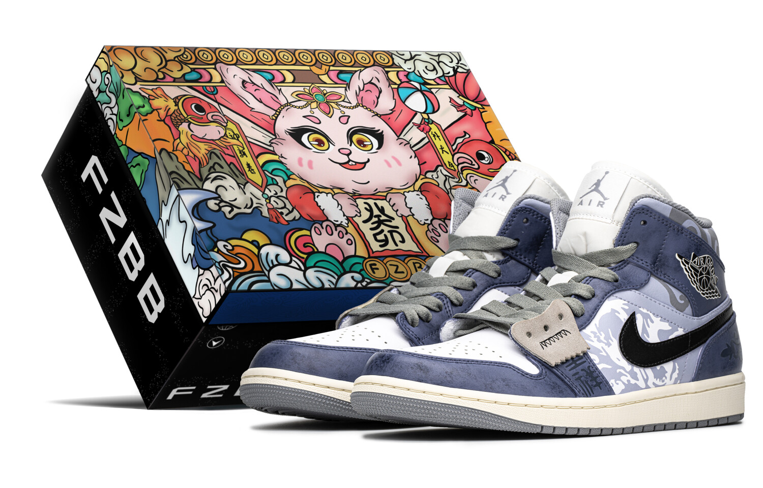 

Кроссовки Air JORDAN 1 Vintage Basketball Shoes Men High-Top Blue Gray