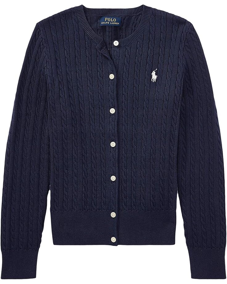

Свитер Polo Ralph Lauren Kids Cable Knit Cotton Cardigan, цвет Hunter Navy/French Pink Pony Player