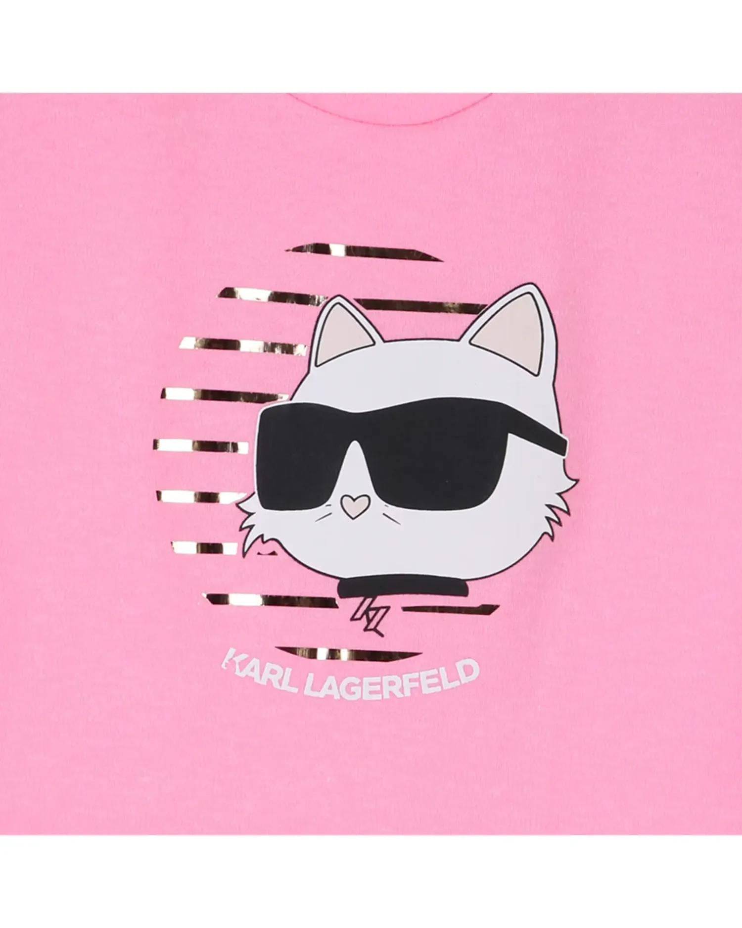 Платье для девочки с коротким рукавом и рисунком спереди из полиэстера Karl Lagerfeld Kids, Natural — фото 2