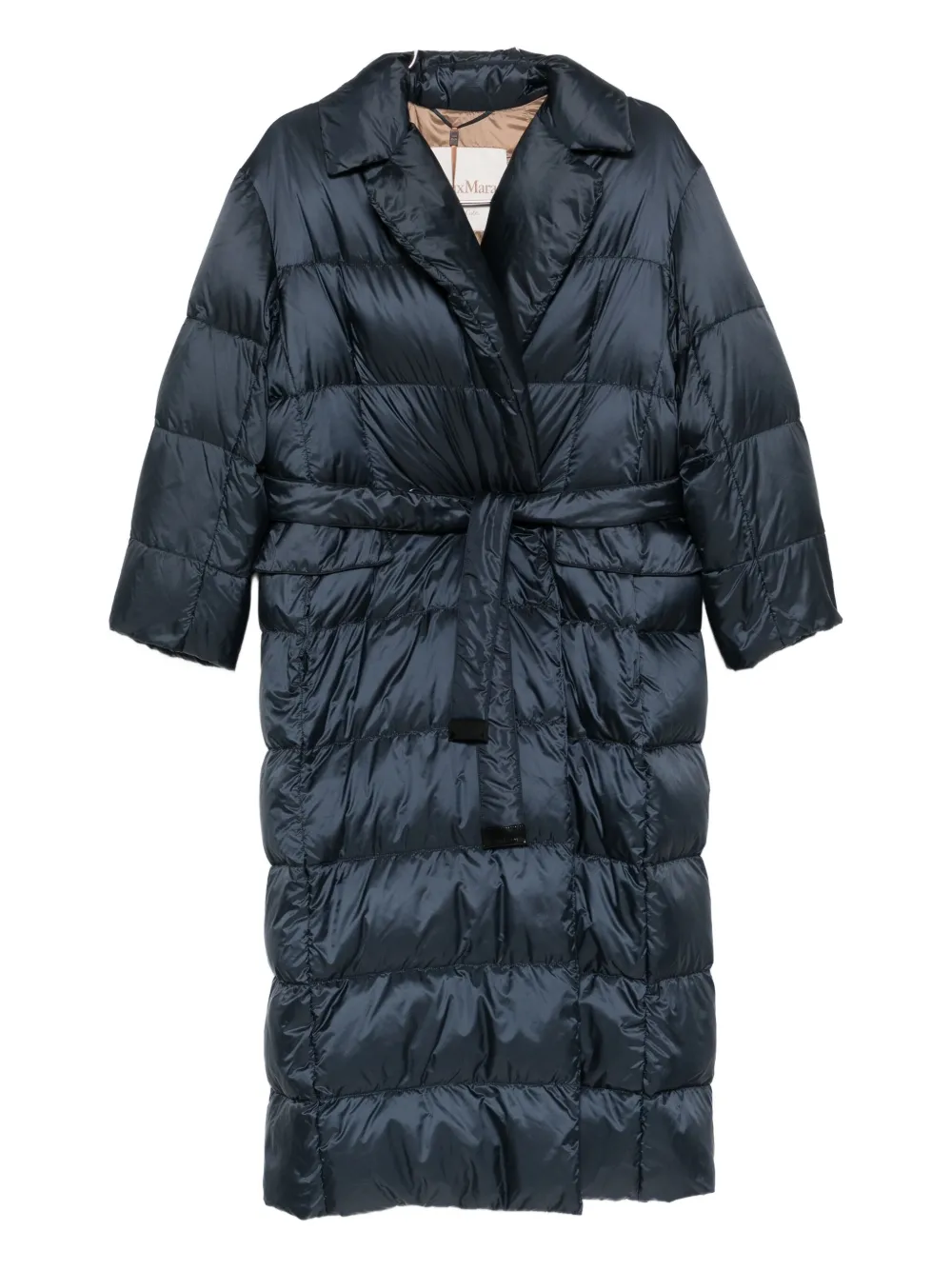 

Стеганое пальто с поясом MAX MARA, синий