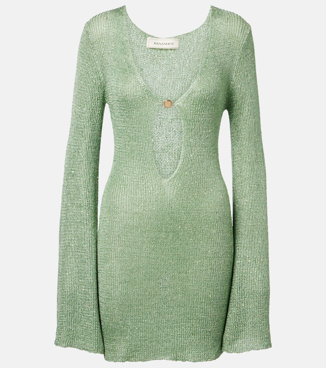 

Рей вязаное мини-платье с пайетками Bananhot, Sage Green Sequin Knit