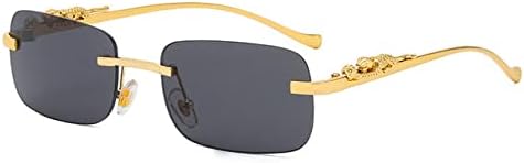 

Винтажные солнцезащитные очки без оправы для женщин и мужчин, для путешествий и вождения, с металлическим рисунком головы леопарда, защита от ультрафиолета UV400 MTZJH, Gold Black