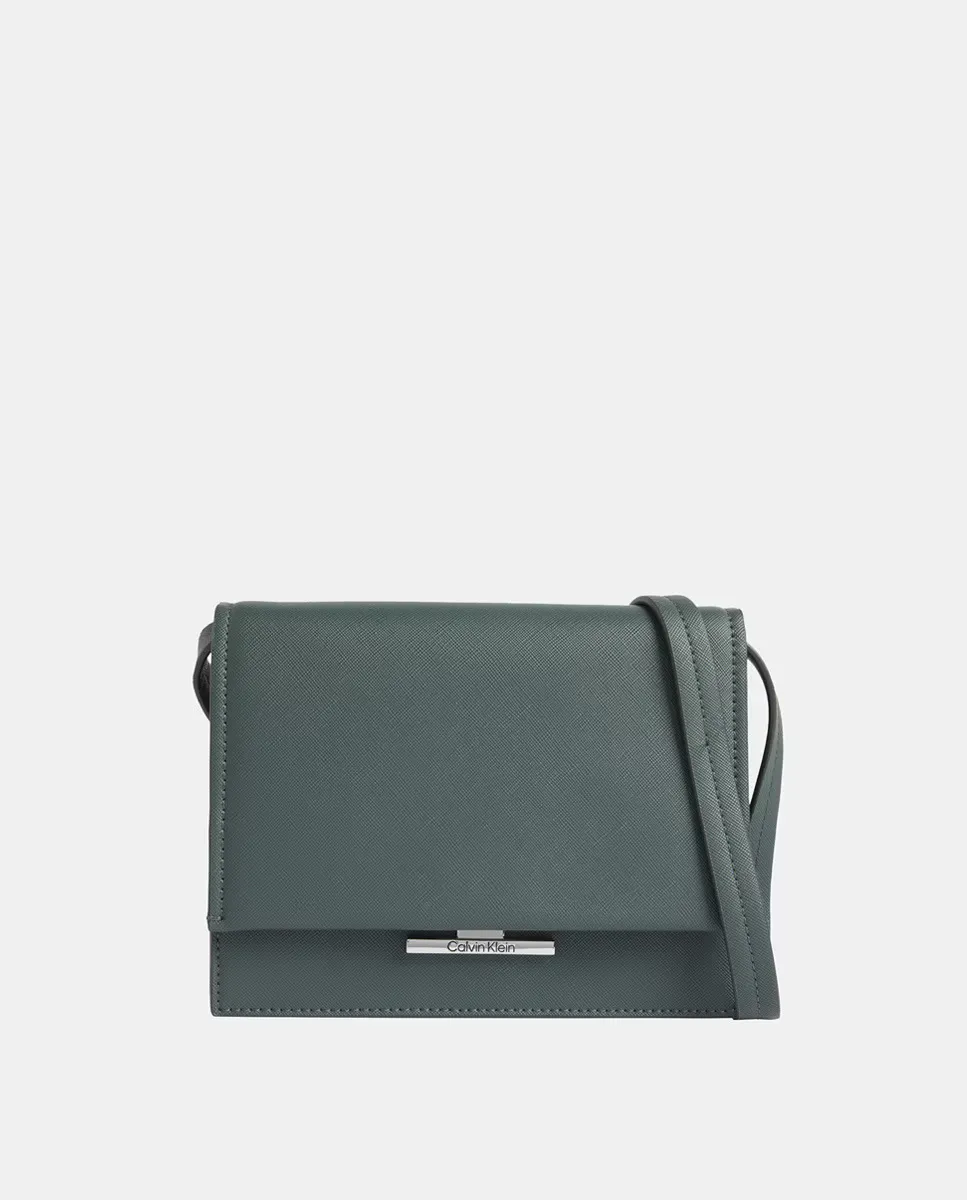 

Сумка через плечо с логотипом спереди, отделка под сафьян Calvin Klein, зеленый