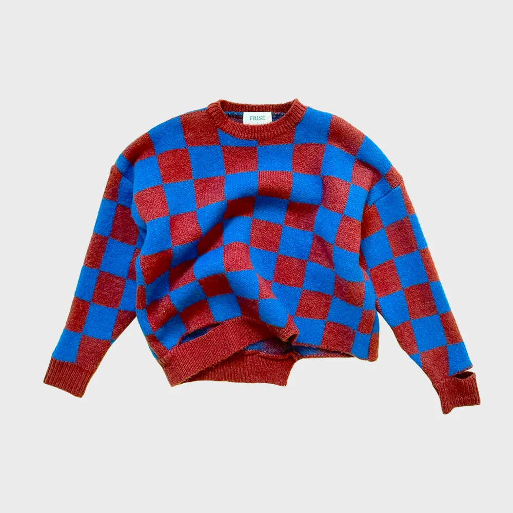Детский круглый свитер Checker коричневого цвета от Frise — фото 2