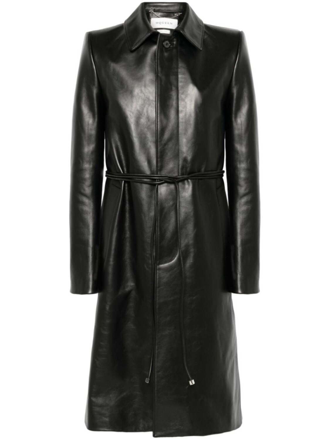 

Кожаное пальто Alexander McQueen, черный