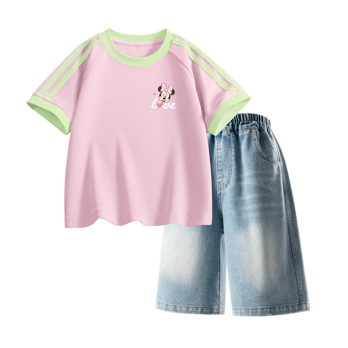 Детский спортивный костюм Casual Sportswear 2 Piece Set Disney, Dazzle Heart KK Mousse Pink+Solid Color Denim Blue