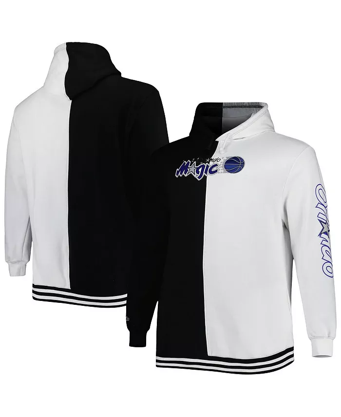 

Мужская черно-белая толстовка с капюшоном Orlando Magic Big and Tall Hardwood Classics Split Pullover Hoodie Mitchell & Ness