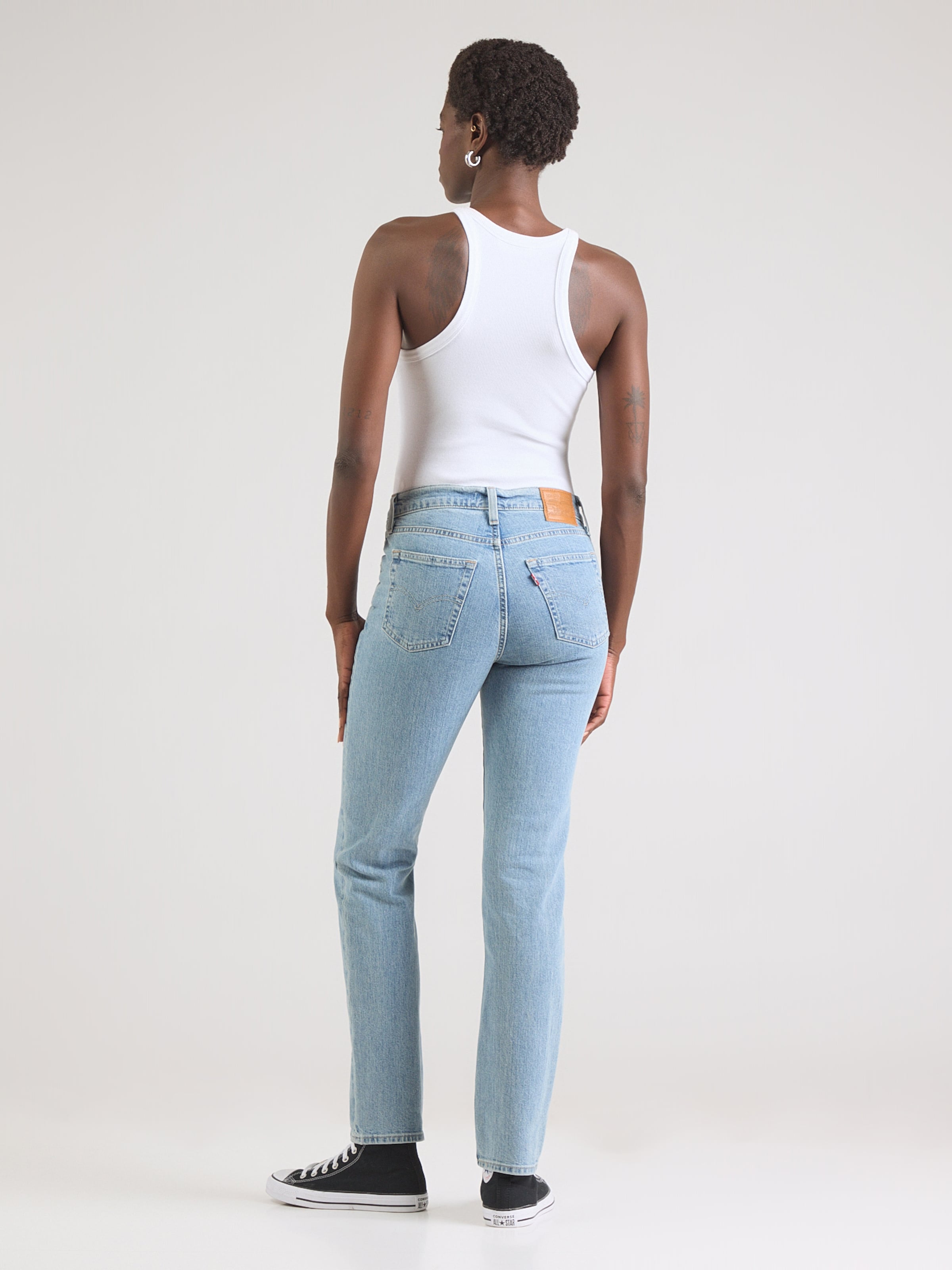 LEVI'S  Джинсы '724 HIGH RISE STRAIGHT' в синем дениме, силуэт slim fit — фото 4