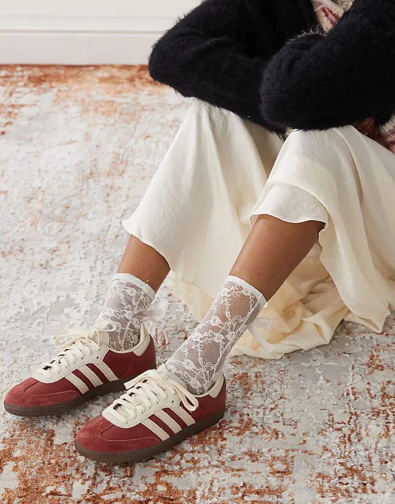 Кроссовки Samba OG бордового и бежевого цветов adidas Originals