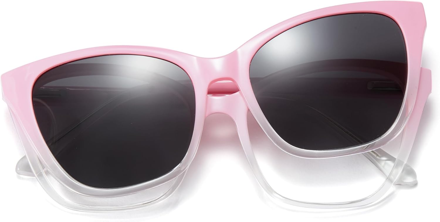 

Солнцезащитные очки Cyxus Cat Eye с магнитной застежкой, женские, поляризованные, блокируют синий свет и имеют защиту UV400, модель P1221, Frame: Pink+ Lens: Clear+black-grey-p1222