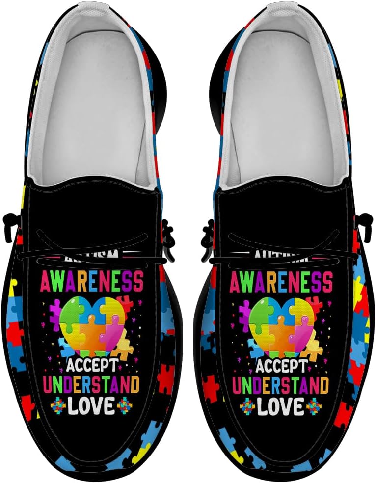 

Лоферы Quorax для женщин и мужчин, обувь для людей с аутизмом, слипоны, подарки в поддержку осведомленности об аутизме для мужчин и женщин, черный/синий/желтый