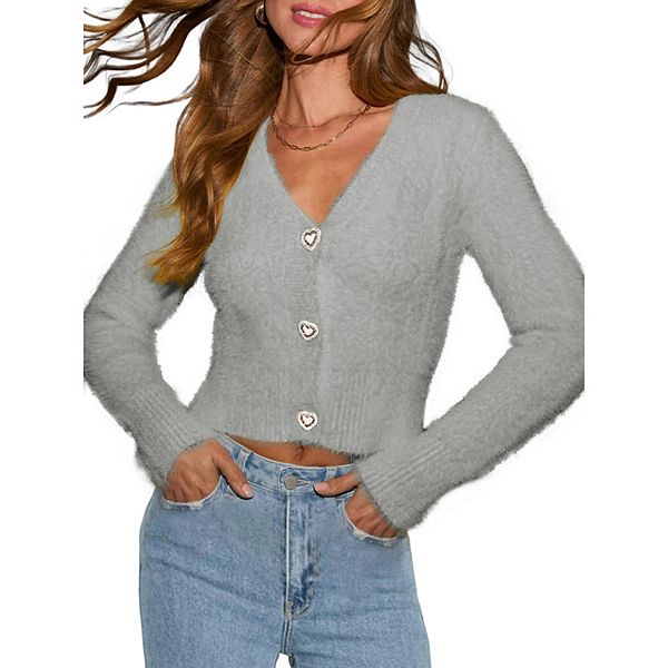 

Женский кардиган с v-образным вырезом и длинными рукавами Seoria, Medium Gray