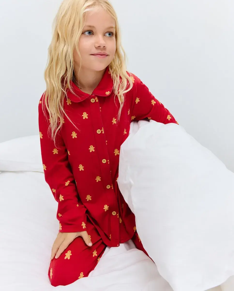 

Длинная детская пижама на пуговицах с принтом Cotton Juice, розовый