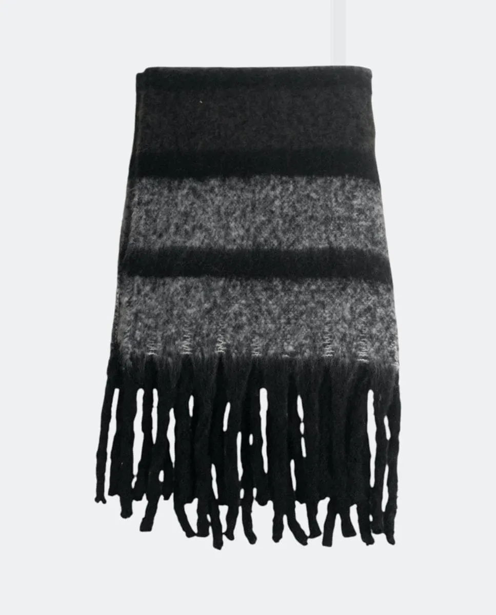 

Прямоугольный шерстяной шарф в полоску Kbas, черный