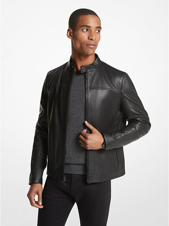 

Кожаная куртка-гонщик Michael Kors Mens, черный