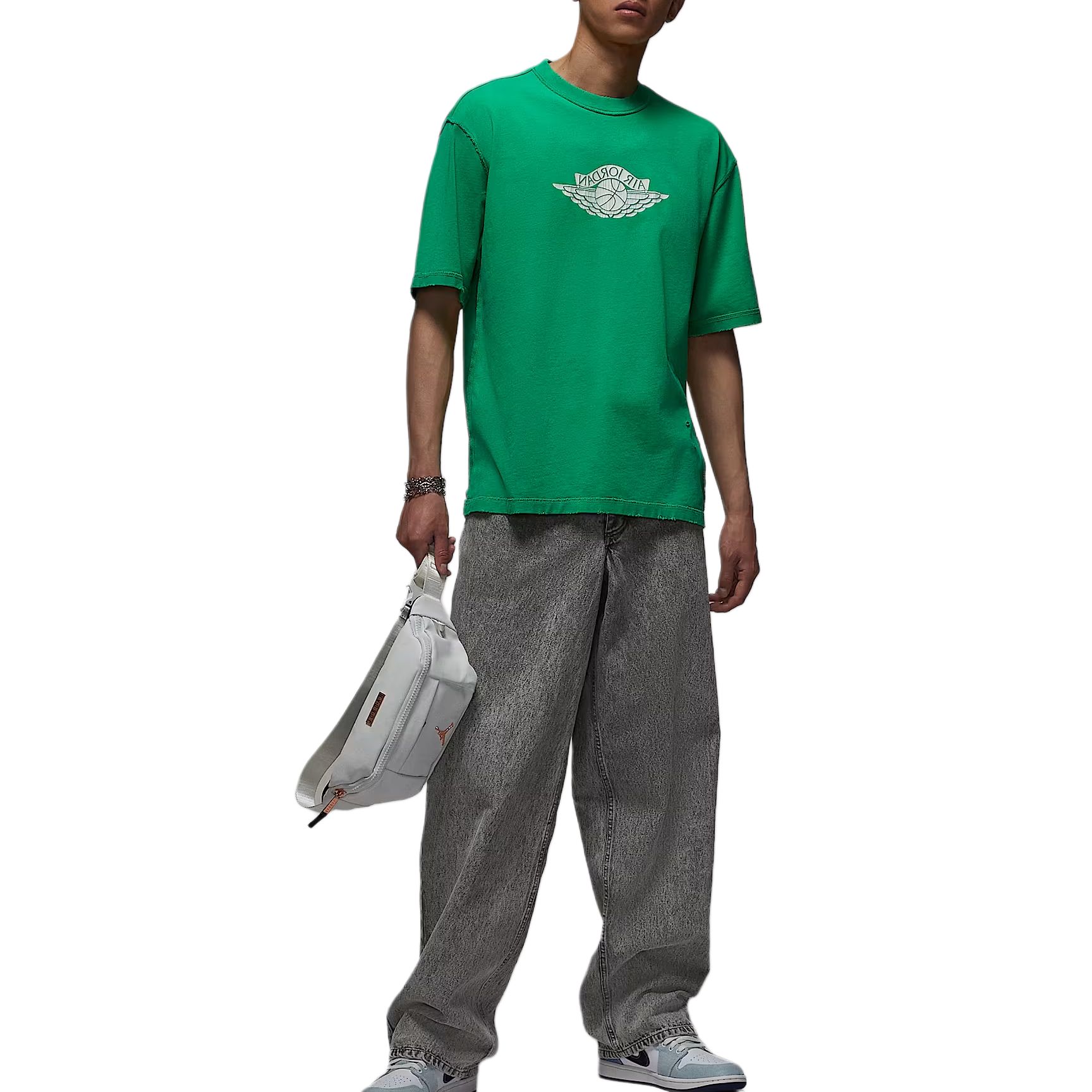 Редкая футболка из хлопка Air Jordan, зеленый/белый — фото 4