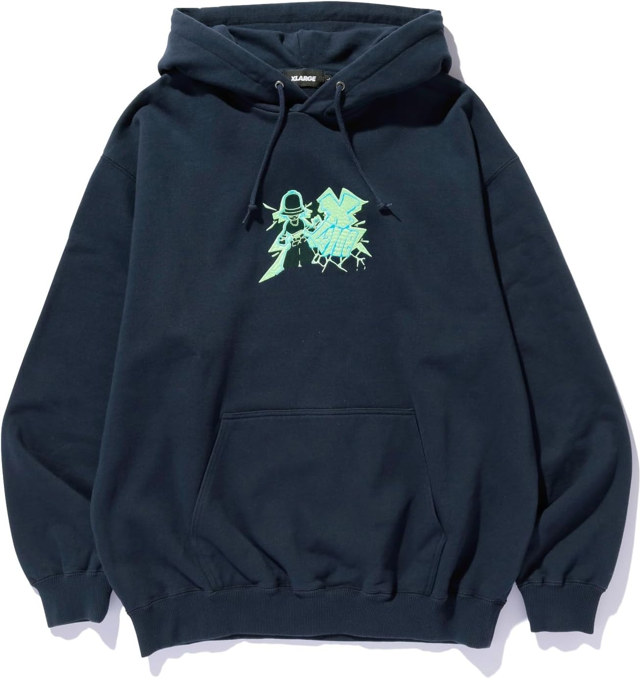 

Мужская толстовка с капюшоном, флуоресцентная вышивка, размер XL Xlarge, темно-синий