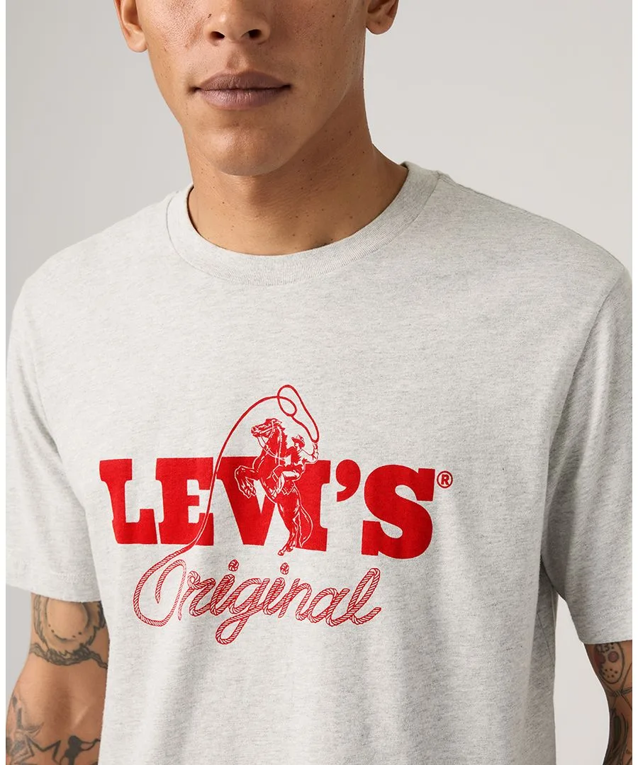 Мужская футболка с круглым вырезом и графическим логотипом Levi's, светлый-серый — фото 3